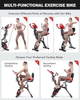 pooboo Folding Exercise Bike, Fitness Stationary Bike